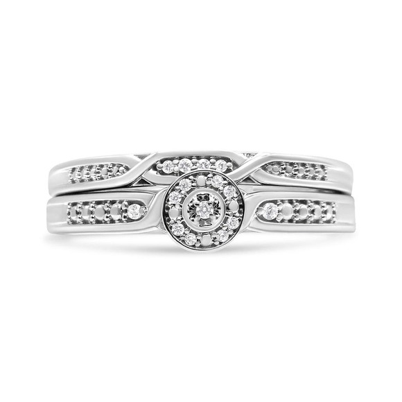 Haus of Brilliance .925 Sterling Silver Diamond Accent Bridal Set Ring Size 12 - Picture 3 of 5